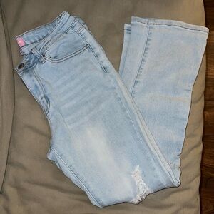 Bamboo distress flare jeans